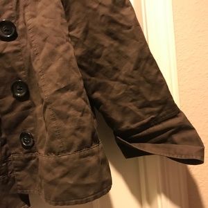 Banana Republic Brown Short Slightly Cropped Cotton /Linen Jacket Size: 16 (XL,